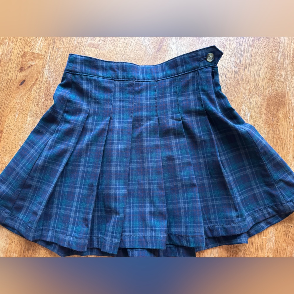 American Eagle Outfitters Pleated Navy Green Plaid Tennis Skirt Size 00
